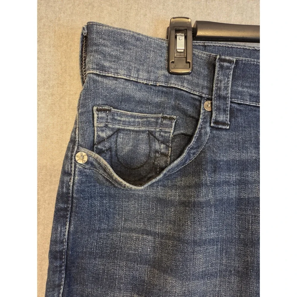 True Religion Jeans Men's 36x34 Rocco Relaxed Skinny Stretch‎ No Flap Whiskers